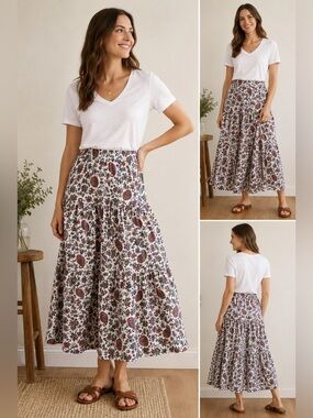 Boden Corrine Dandelion Paisley Maxi Skirt Size US 8P